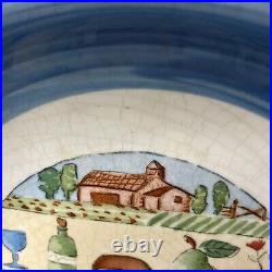 10 Vintage Blue Italian Countryside Pasta Bowls Set of 10