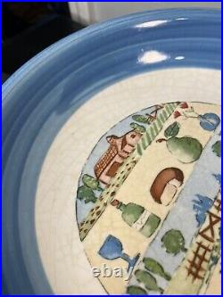 10 Vintage Blue Italian Countryside Pasta Bowls Set of 10