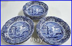 11 Minty Spode Blue Italian Porcelain Cereal Bowls 6 1/2 England Coupe Bowl Set