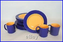 16 Piece 4 Settings PAGNOSSIN Italy Ironstone Treviso Crate Barrel Blue Yellow