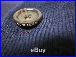 $185 POLO RALPH LAUREN merino wool suede patch CARDIGAN SWEATER M Italian Yarn