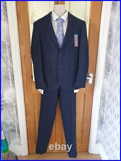 £199 Marks & Spencer Luxury Blue Italian Fabric Wool Blend Suit 38s 32 X33 Bnwt