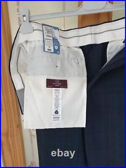 £199 Marks & Spencer Luxury Blue Italian Fabric Wool Blend Suit 38s 32 X33 Bnwt