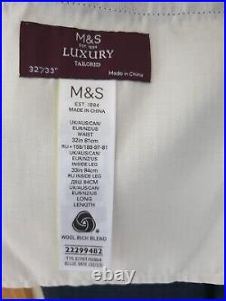 £199 Marks & Spencer Luxury Blue Italian Fabric Wool Blend Suit 38s 32 X33 Bnwt