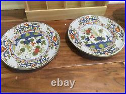 2 Blue Carnation Salad Plate Taste Setter Sigma Italy Faenza Handpainted Chips