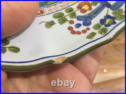 2 Blue Carnation Salad Plate Taste Setter Sigma Italy Faenza Handpainted Chips