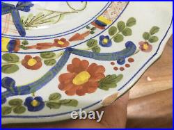 2 Blue Carnation Salad Plate Taste Setter Sigma Italy Faenza Handpainted Chips