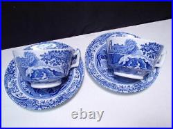 2 Spode Blue Italian C1816 Cups Saucers Made in England 4 pieces