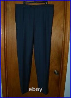 2 piece mens suit CANALI ITALY blue wool plaid coat 50XL/48XL pants 38 x 33.5