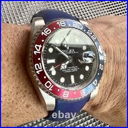 20mm Royal BLUE Italian Vegetable Tanned leather curved Strap Rolex GMT Sub