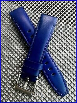 20mm Royal BLUE Italian Vegetable Tanned leather curved Strap Rolex GMT Sub