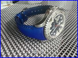 20mm Royal BLUE Italian Vegetable Tanned leather curved Strap Rolex Yachtmaster