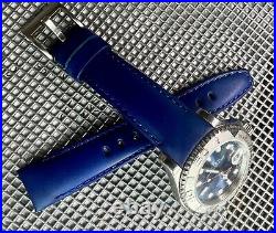 20mm Royal BLUE Italian Vegetable Tanned leather curved Strap Rolex Yachtmaster