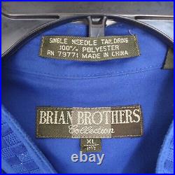 2p 90s Vintage Brian Brothers shirt pants mens XL Band Collar Blue Italian style