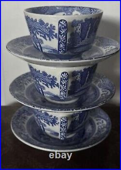 3 SPODE Blue Italian Cup-and-Saucer SET PRISTINE