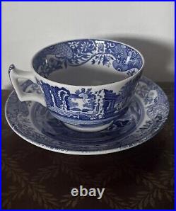 3 SPODE Blue Italian Cup-and-Saucer SET PRISTINE