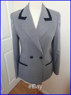 3 piece ladies Italian blue & white trouser suit size 10 includes waistcoat