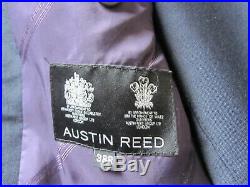 3 piece suit navy AUSTIN REED 120 italian wool 38r 32s summer half lined Jetted