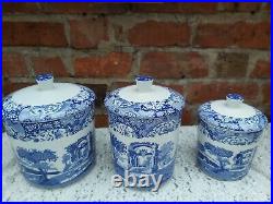 3 sets of Spode blue Italian Canister set of 3 pieces Never been used