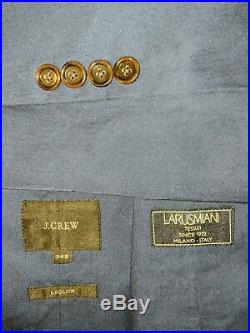 34S J. Crew Ludlow Blue Italian Cotton 2 Button Blazer Jacket unstructured patch