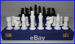 4 Italian Marble White & Black Chess pieces Play Indian Artisan Handmade Gifts