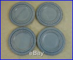 4 Laura Clementi Blue Salad Plates Lcl1 Embossed Waves Italy(other Pieces Avail)