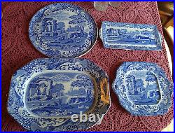 4 Nice Pieces ANTIQUE COPELAND SPODE BLUE ITALIAN PATTERN Old Stamp Serving Set