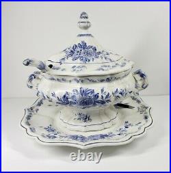 4 Piece Spode Blue Italian Stunning Soup Tureen With Ladle Vintage. Hard to Find
