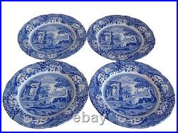 4 Spode Blue Italian Earthenware Dinner Plates, 10 Made In England, New