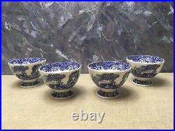 4-Spode Blue Italian Porcelain Footed Serving Bowls, 4.75 Inch Blue White#90