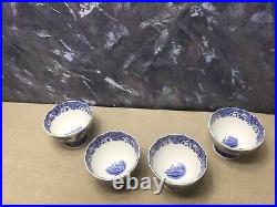 4-Spode Blue Italian Porcelain Footed Serving Bowls, 4.75 Inch Blue White#90