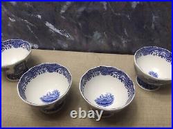 4-Spode Blue Italian Porcelain Footed Serving Bowls, 4.75 Inch Blue White#90