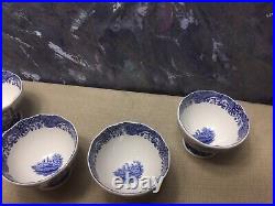 4-Spode Blue Italian Porcelain Footed Serving Bowls, 4.75 Inch Blue White#90