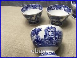 4-Spode Blue Italian Porcelain Footed Serving Bowls, 4.75 Inch Blue White#90