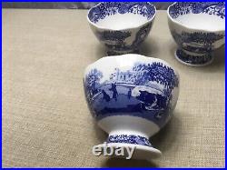 4-Spode Blue Italian Porcelain Footed Serving Bowls, 4.75 Inch Blue White#90