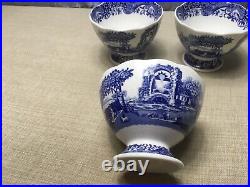 4-Spode Blue Italian Porcelain Footed Serving Bowls, 4.75 Inch Blue White#90