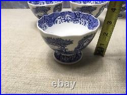 4-Spode Blue Italian Porcelain Footed Serving Bowls, 4.75 Inch Blue White#90