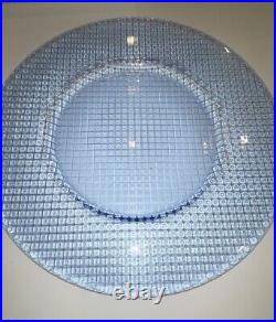 4 Villeroy Boch Light Blue Glass Italian Platters/ Chargers Pressed Code Pattern