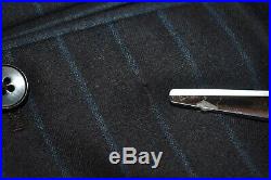 40R Ermenegildo Zegna Couture Gray Blue Striped TWEEDY 2 PIECE SUIT Pants 34