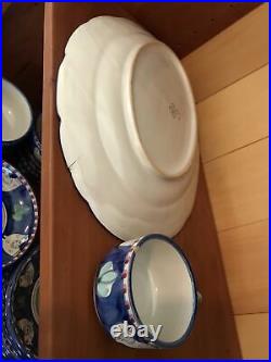 44 piece Vietri fine Italian ceramic dining set. Campagna Chicken blue