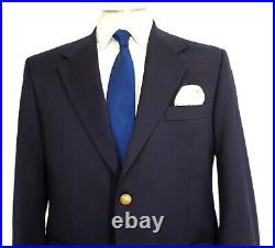 46R-48R Men's Blazer Lanificio Blue Italian Biella Wool Jacket Brass Button