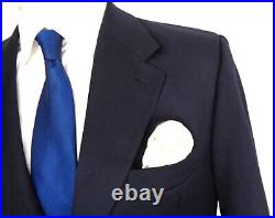 46R-48R Men's Blazer Lanificio Blue Italian Biella Wool Jacket Brass Button