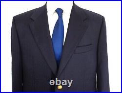 46R-48R Men's Blazer Lanificio Blue Italian Biella Wool Jacket Brass Button