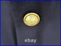 46R-48R Men's Blazer Lanificio Blue Italian Biella Wool Jacket Brass Button