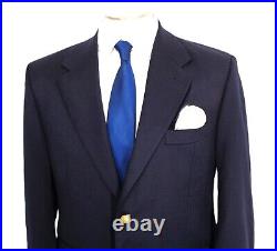 46R-48R Men's Blazer Lanificio Blue Italian Biella Wool Jacket Brass Button