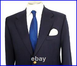 46R-48R Men's Blazer Lanificio Blue Italian Biella Wool Jacket Brass Button