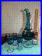 5-Piece-Vintage-Italy-Decanter-Cordial-Glasses-Gold-Blue-with-Twisted-Stem-01-xup
