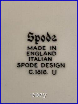 5 Spode England Blue Italian Flat Rim Soup Bowls Scalloped 9 D Look Unused