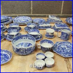 53 x Vintage SPODE Blue Italian Porcelain Tableware Piece Collection 250