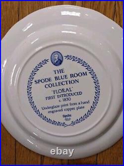 6 Spode Blue Room Dinner Plates Collection Floral Excellent 10 1/2